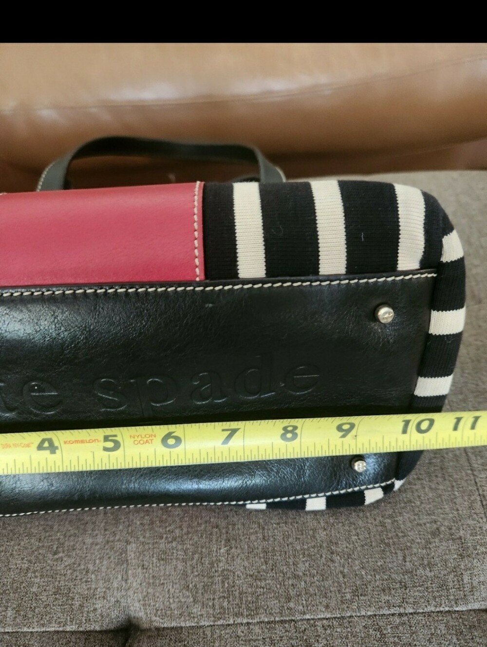 Kate Spade Vintage Black & White Striped Tote with Pink Center Panel - Picture 9 of 11